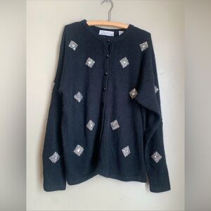 Karen Scott Vintage Sweater Button up Cardigan Silk Angora Lambswool blend 1x